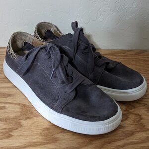 Lucky Brand Loucia Suede Sneaker, Gray and Leopard Print